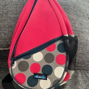 KAVU Red and Gray Polka Dot Sling Bag